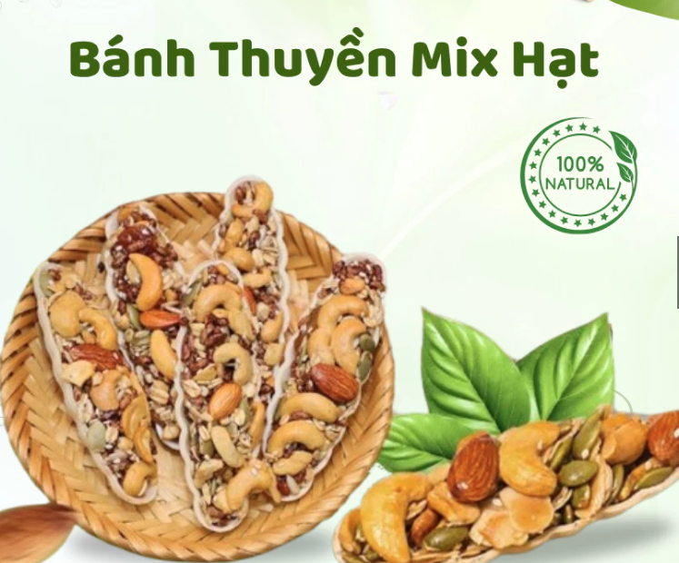 Bánh thuyền mix hạt dinh dưỡng healthy, không đường, ăn kiêng. 1  túi 1 lbs