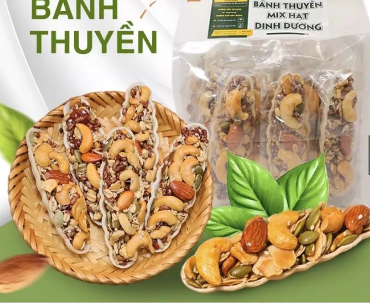 Bánh thuyền mix hạt dinh dưỡng healthy, không đường, ăn kiêng. 1  túi 1 lbs